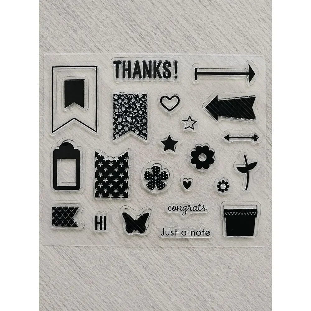 Stampin Up Clear Stamps Matching Metal Dies Bundle Banner Thanks Arrow Flower